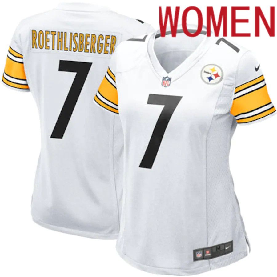 Cheap Women Pittsburgh Steelers 7 Ben Roethlisberger Nike White Game NFL Jersey